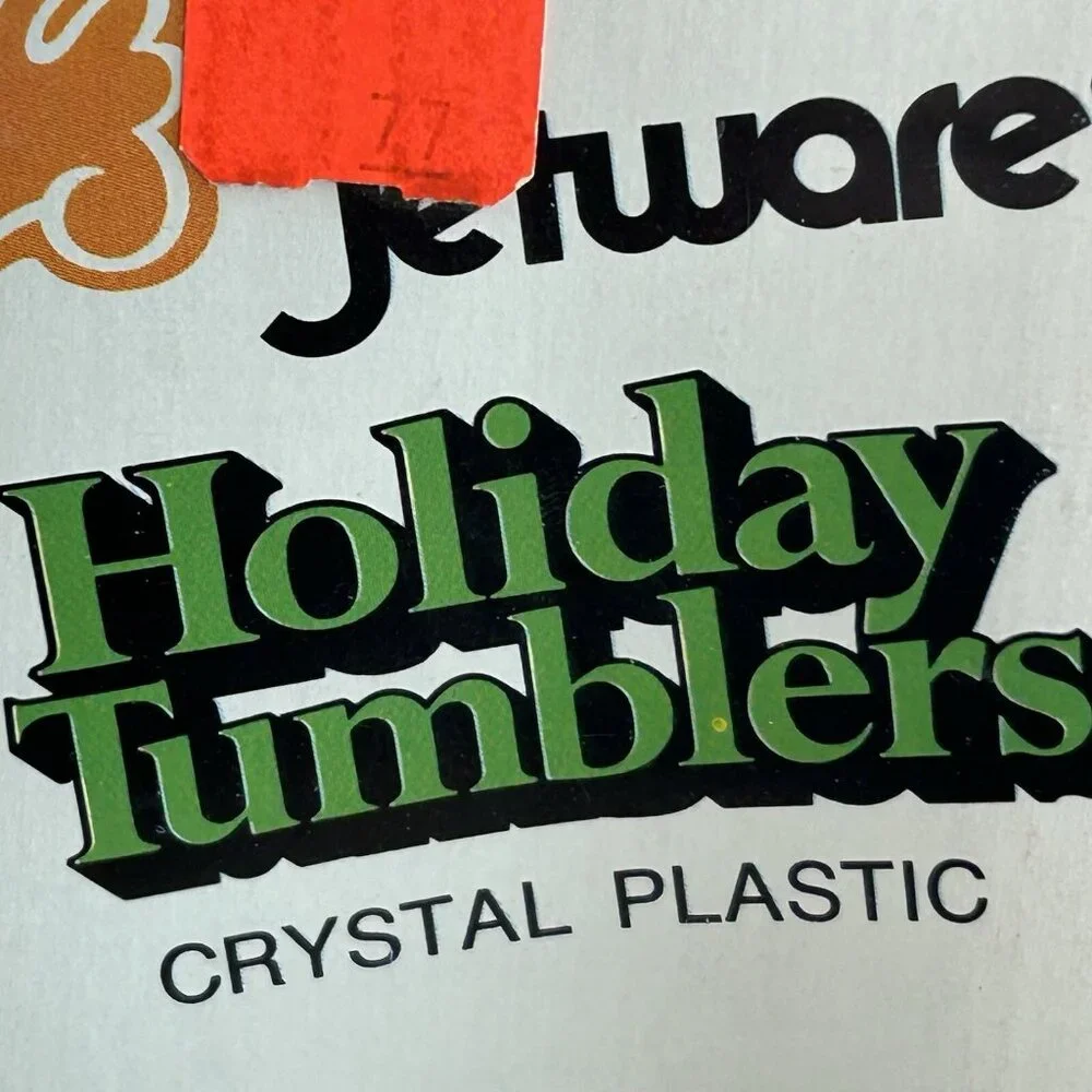 Unopened NOS Vtg 1976 Jetware 14 Holiday Tumblers Crystal Plastic 10 oz Mobile